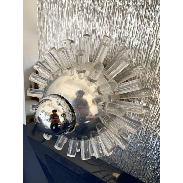 Silver Stainless Steel Lucite Sconces by A. Brotto for Esperia, Italy, 1970 - a Pair For Sale - Image 8 of 13