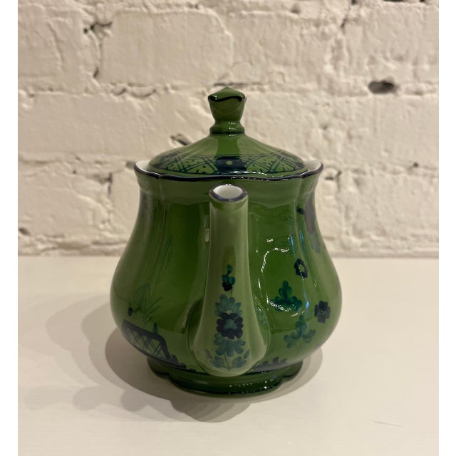 English Ginori 1735 Oriente Malachite Teapot For Sale - Image 3 of 8