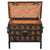 An English two-toned wrought iron and wood sea chest from the 18th century mounted on custom metal base. This captivating...