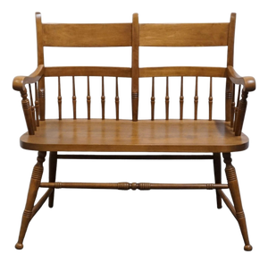 High End Vintage Solid Hard Rock Maple Colonial Early American 35" Bench Settee