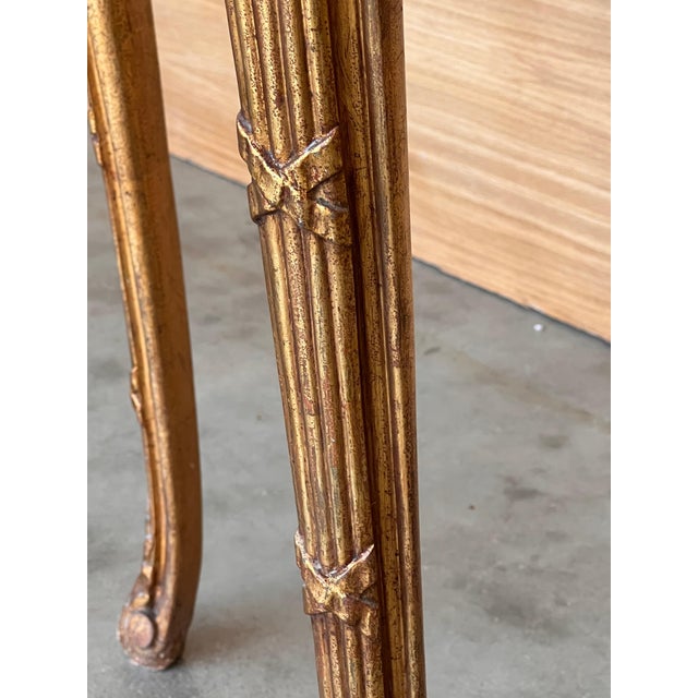Early 20th Century French Louis XVI Style Gilded Oval Console Table with Four Legs For Sale - Image 14 of 18