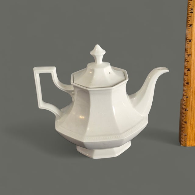Late 20th Century Vintage Attributed Johnson Brothers Ironstone Classical White Tea Pot For Sale - Image 5 of 9