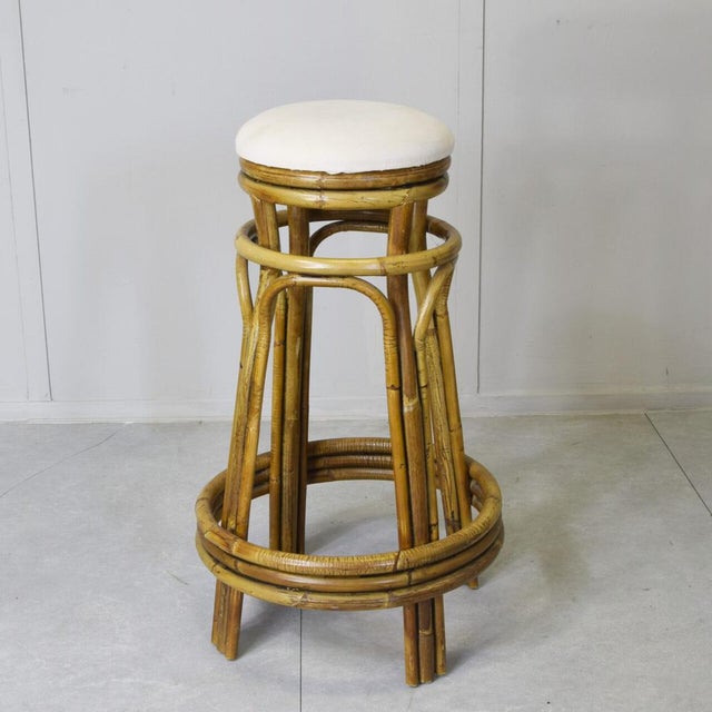 Italian Stool in Bamboo Rattan, 1960s For Sale - Image 10 of 10