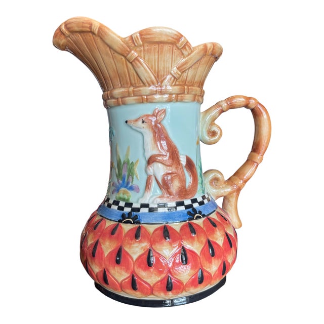 Late 20th Century Fitz & Floyd Herrich Collection Fox and Hare Pitcher For Sale