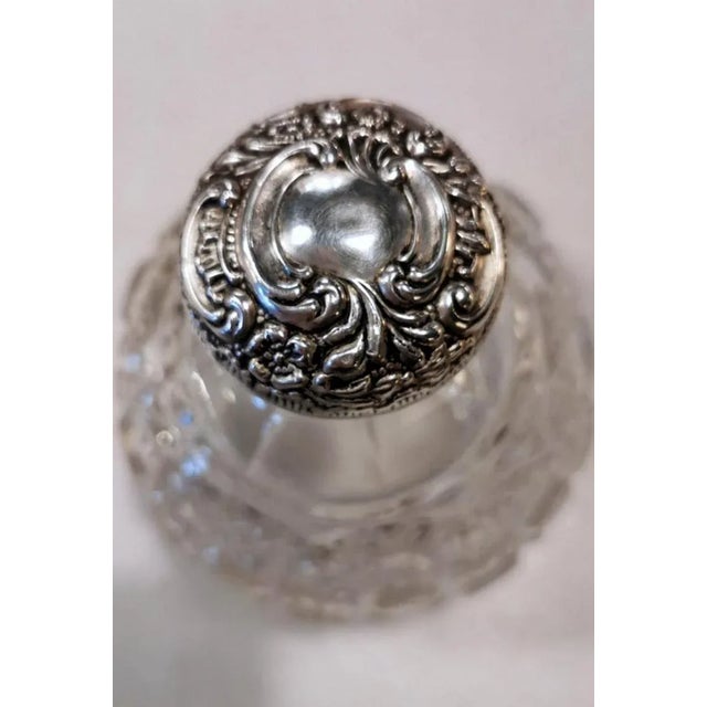 Metal Victorian Style Pair of English Toilet Flasks Crystal Ground and Sterling Silver For Sale - Image 7 of 13