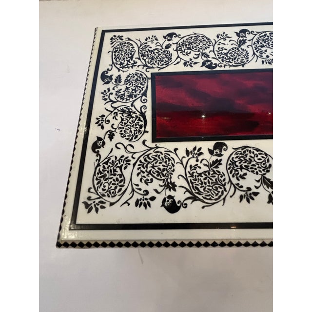 2010s One of a Kind Artist Painted Decorative Red Faux Tortoise Box For Sale - Image 5 of 15