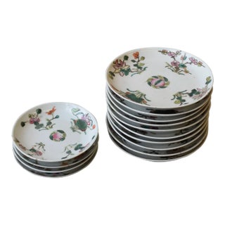 Antique Chinese Famille Rose Glazed Porcelain Dishes, Circa Early 20th Century For Sale