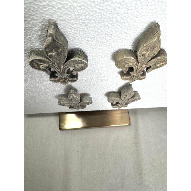 French Provincial French Fleur-De-Lis Embossed Concrete Cabinetry Knobs, Set of Four For Sale - Image 3 of 12