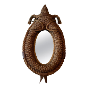 Oval Mirror Horse Collar in Rope and Leather by Audoux Minet