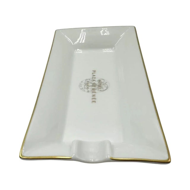 Vintage Hotel Plaza Athénée Paris Ashtray Catchall Dish White Porcelain For Sale - Image 4 of 12