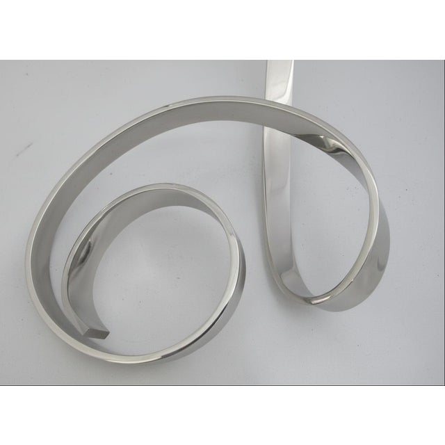 David Elijah Herschler Chrome Freestanding Ribbon Twist Modern Art Sculpture For Sale - Image 15 of 17