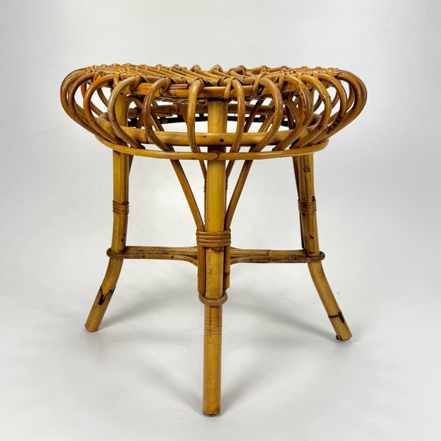 Mid-Century Modern Mid-Century Bamboo and Rattan Stool from Franco Albini, Italy, 1960s For Sale - Image 3 of 7