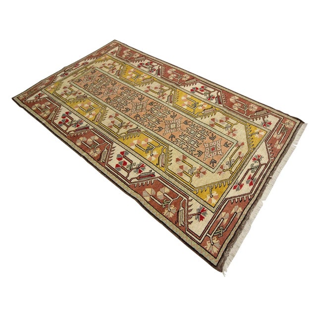 1960s Vintage Turkish Milas Wool Rug- 3′10″ × 6′8″ For Sale - Image 4 of 7