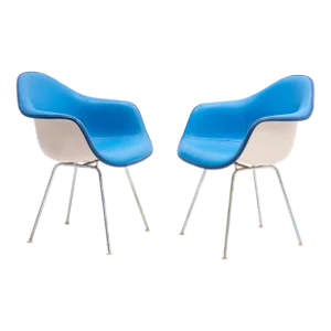 Ray & Charles Eames Herman Miller Padded Arm Shell Chairs Alexander Girard 1970s - a Pair