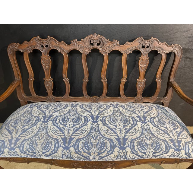 Brown Walnut 3-Seater Couch, 1890 For Sale - Image 8 of 16
