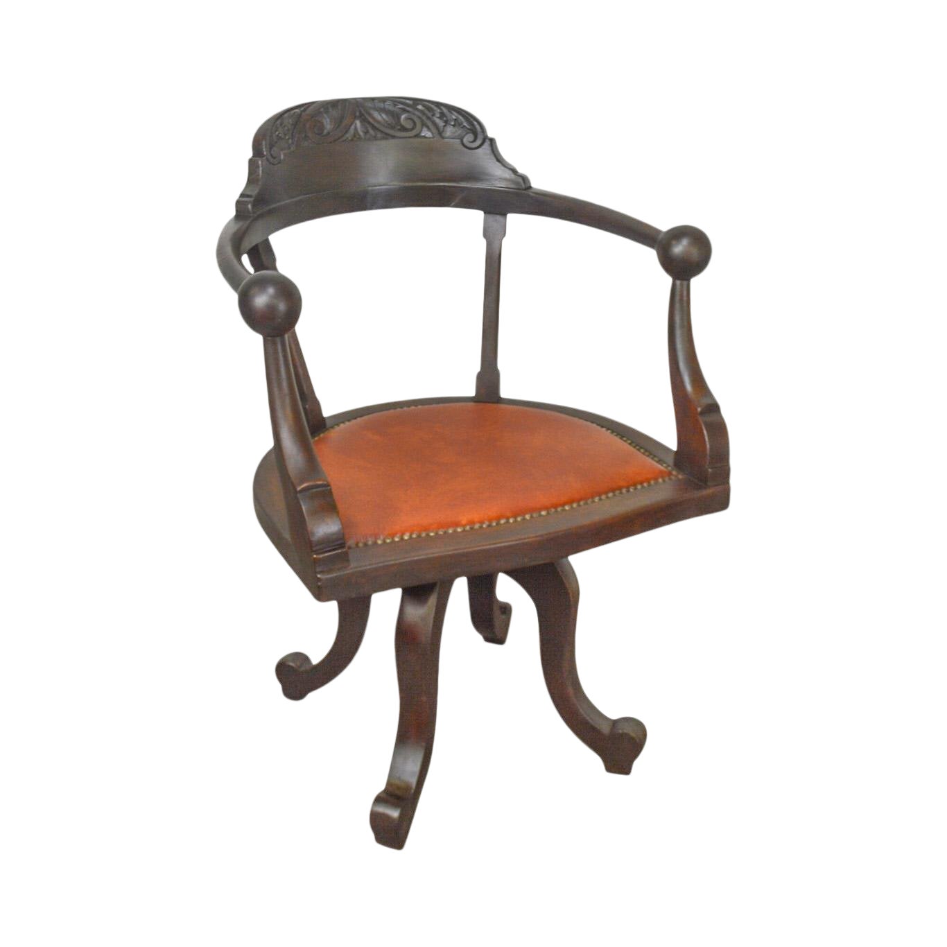 Victorian Antique Mahogany Swivel Desk Chair Chairish