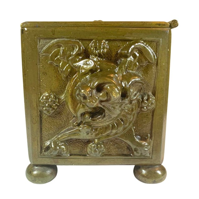 Bronze 19th C Bronze Jewelry Casket/Box With Bats (Or Goblins) All Around For Sale - Image 8 of 12