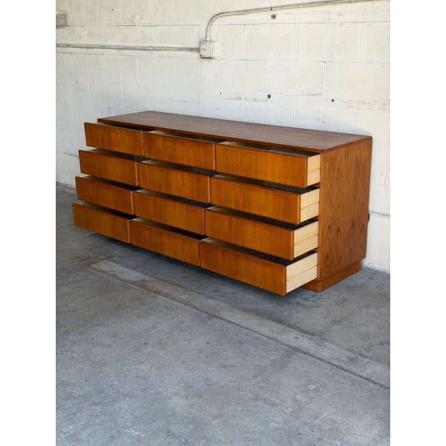 Brown Komfort 12 Drawer Teak Lowboy Dresser Bedroom Storage Denmark Mid-Century Modern 1970s For Sale - Image 8 of 10