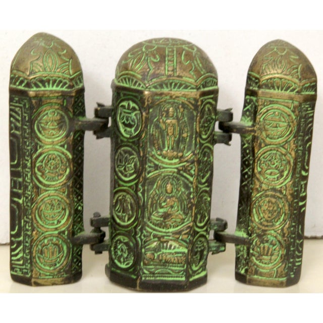 A powerful aura adds a sacred history and deep geometric texture to your interior with this exceptional antique Tibetan...