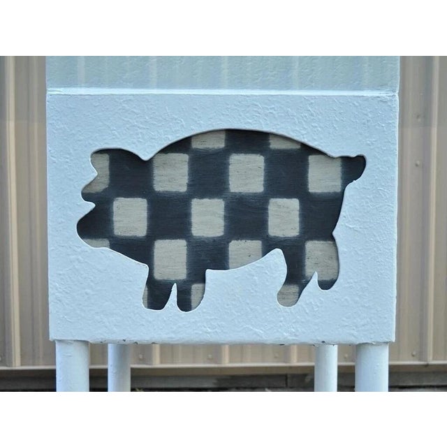 Farmhouse "Butcher" Cow & Pig Painted White & Black Metal & Glass Dining Table For Sale - Image 4 of 12