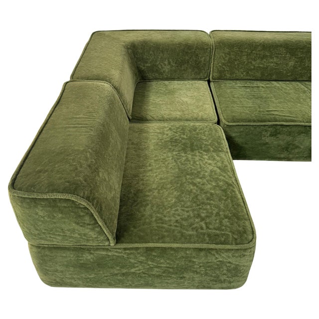 Vintage Trio Sofa in Green Teddy Fabric from Cor, 1970s, Set of 4 For Sale - Image 11 of 14