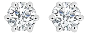 14K White Gold 1/2 Cttw Lab-Grown Diamond 6 Prong Hidden Halo Stud Earrings (F-G Color, VS1-VS2 Clarity)