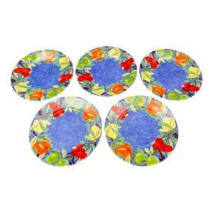 Mid 20th Century Laure Japy Paris Limoges Jardin Bleu Fruit Salad Dessert Plates- Set of 5