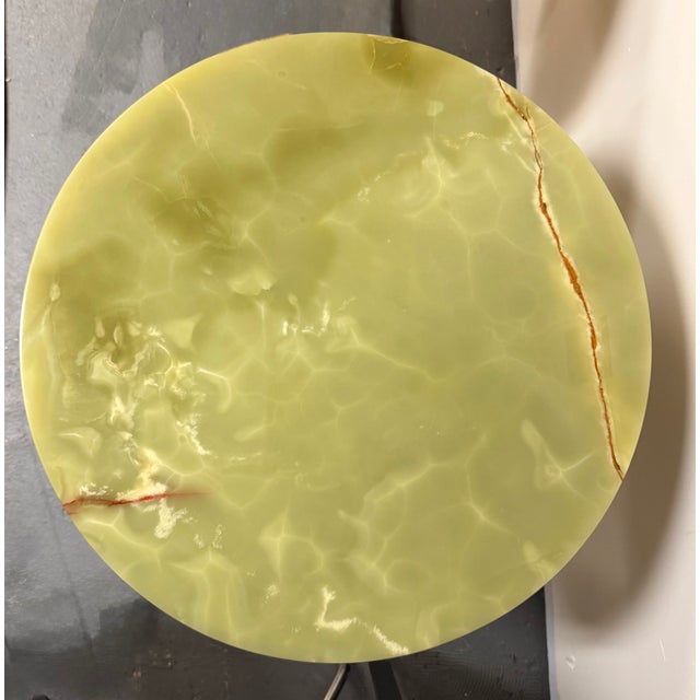 1970s Pair of Vintage Onyx Top Gilt Artichoke Pedestal Side Tables Mid Century For Sale In Philadelphia - Image 6 of 11
