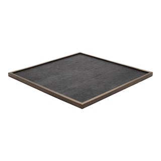 Large Square Tray in Black Shagreen With Bronze Patina Brass by Kifu Paris For Sale