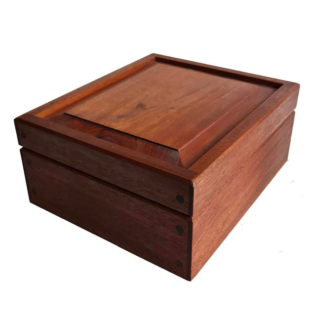 Campaign Vintage Tropical Hardwood Humidor With Spanish Cedar Lining For Sale - Image 3 of 15