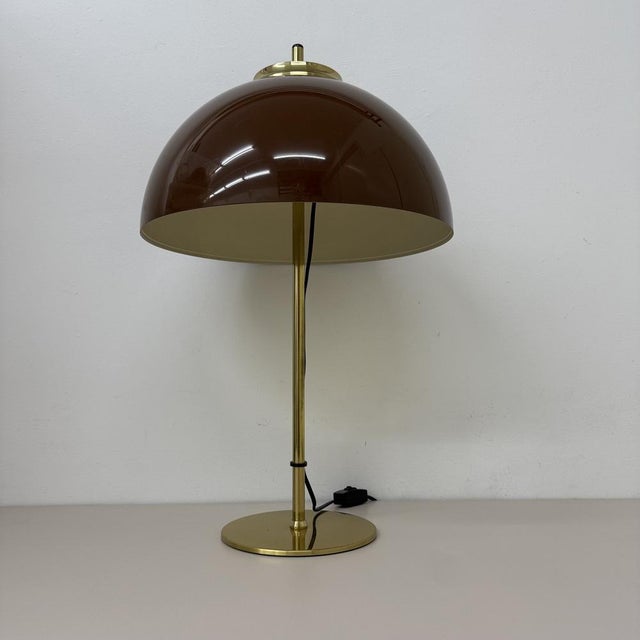 Vintage Mushroom Table Lamp with Gold Metal Base, 1970s For Sale - Image 10 of 18