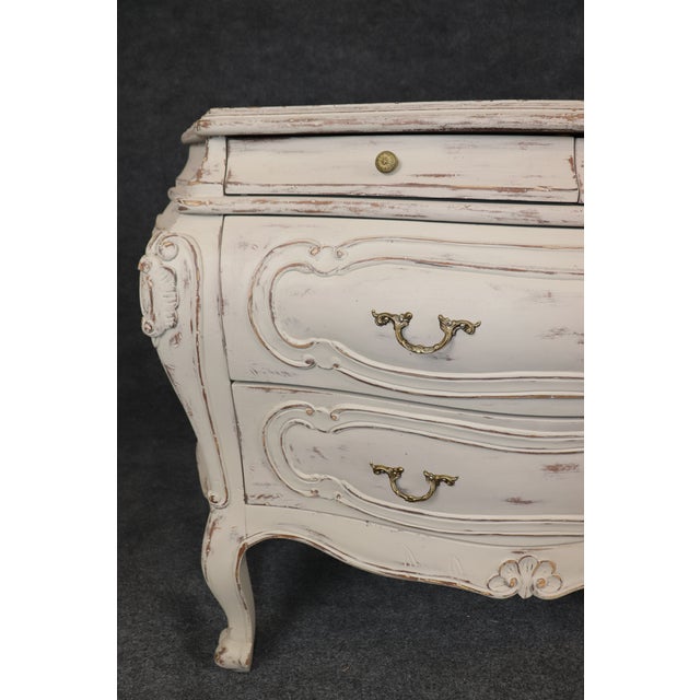 White Superb Pair Cottage Chic Paint Decorated Soft White Swedish Gustavian Commodes For Sale - Image 8 of 9