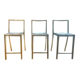 Set of 3 Philippe Starck Icon Counter Stools for Emeco, Hand-Brushed Aluminum For Sale