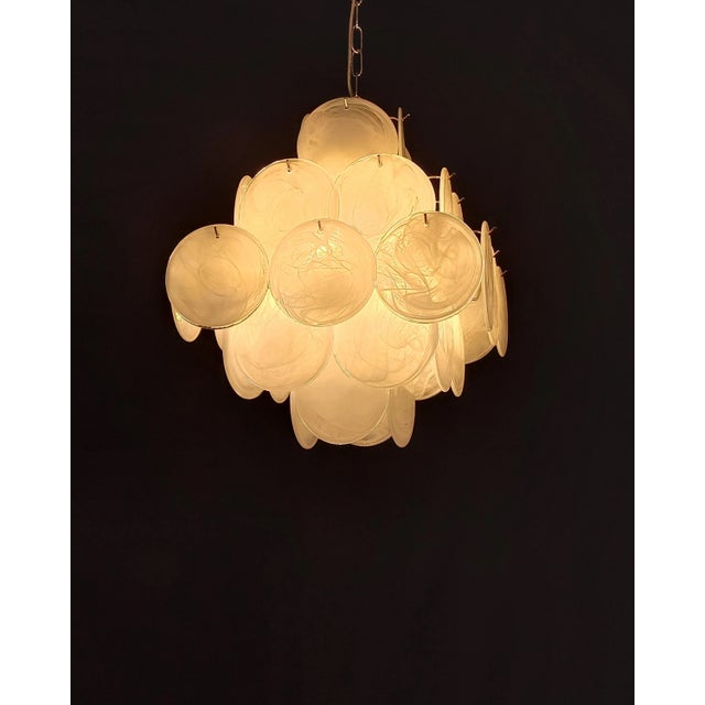 Beautiful vintage square chandelier, created by our Maestro in 1981. It is composed of 36 entirely handcrafted alabaster...