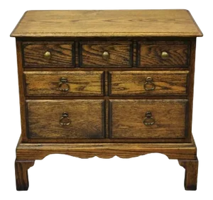 Vintage English Colonial Oak Wood Small Campaign Chest Nightstand