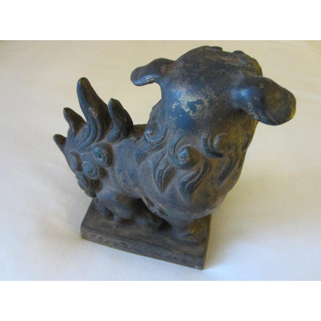 19th Century Chinese Foo Dogs Gilt Bronze Lions Bookends- A Pair For Sale In Los Angeles - Image 6 of 13