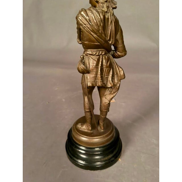 Bronze Pair of 19th Century European Bronze-Finished Soldier Figures With Ebonized Bases, Circa 1890 For Sale - Image 8 of 18