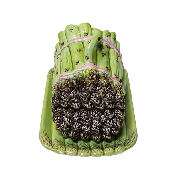 Bordallo Pinheiro Vintage Bordallo Pinheiro Asparagus Server With Matching Tray - 3 pcs For Sale - Image 4 of 10