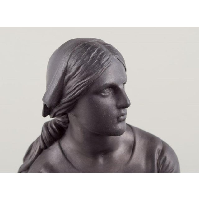 Figure of Joan of Arc in Black Terracotta by L. Hjorth, Bornholm, 1890s For Sale - Image 3 of 10