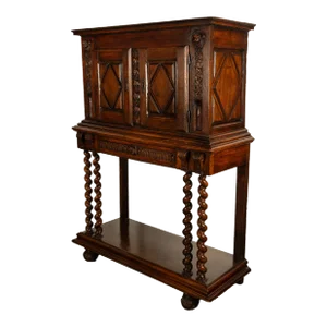 Antique 17th Century French Baroque Carved Walnut Credence Cabinet Cherubs 1650