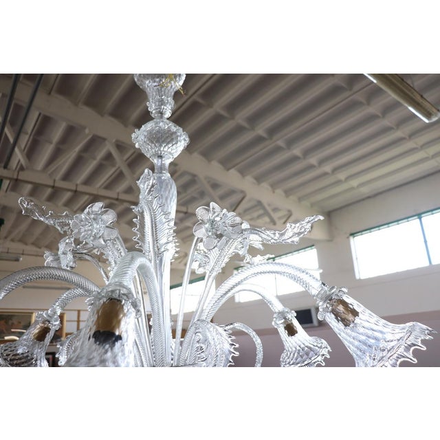 Transparent Murano Glass Chandelier, 1980s For Sale - Image 10 of 18