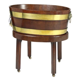 Early 19th Century English Regency Brass Bound Mahogany Wine Cooler For Sale
