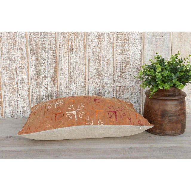 Copper Sahi Antique Indian Folk Lumbar Pillow For Sale - Image 8 of 10
