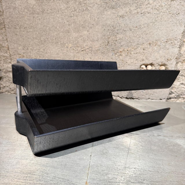 Wood Desk Accessory Designed by Florence Knoll Two-Tier Paper Tray Ebony For Sale - Image 7 of 14