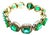 Bochic “Capri” Vintage Zambian Emerald & Diamond Bracelet Set 18K Gold & Silver For Sale