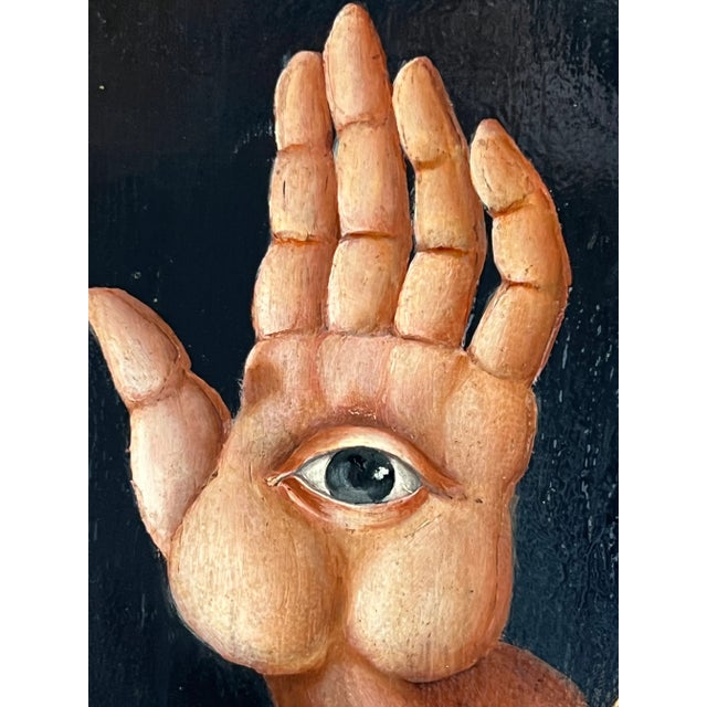 Pair of Oil on Wood Baroque Style Old Masters Manner "Hands of Mercy" Paintings For Sale - Image 4 of 12