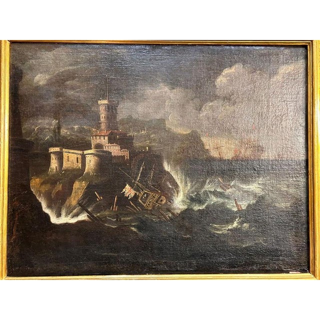 After Monsù Montagna, Stormy Sea, Oil on Canvas, Framed For Sale - Image 4 of 9