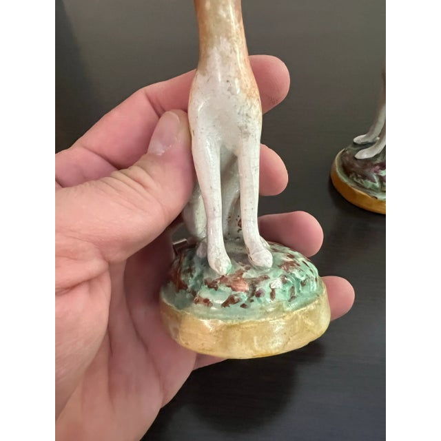 A Pair of Antique Staffordshire Decorated Whippets, Circa 1830's For Sale - Image 6 of 12