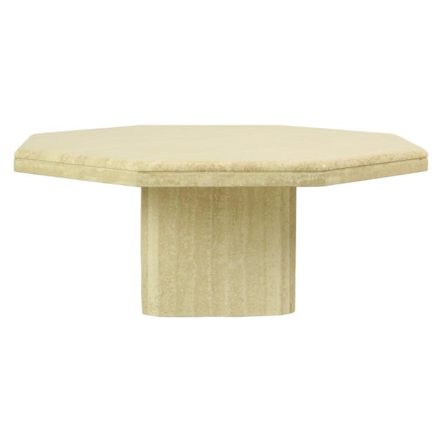 1970s Vintage Italian Octagonal Travertine Coffee Table, 1970s For Sale - Image 5 of 18