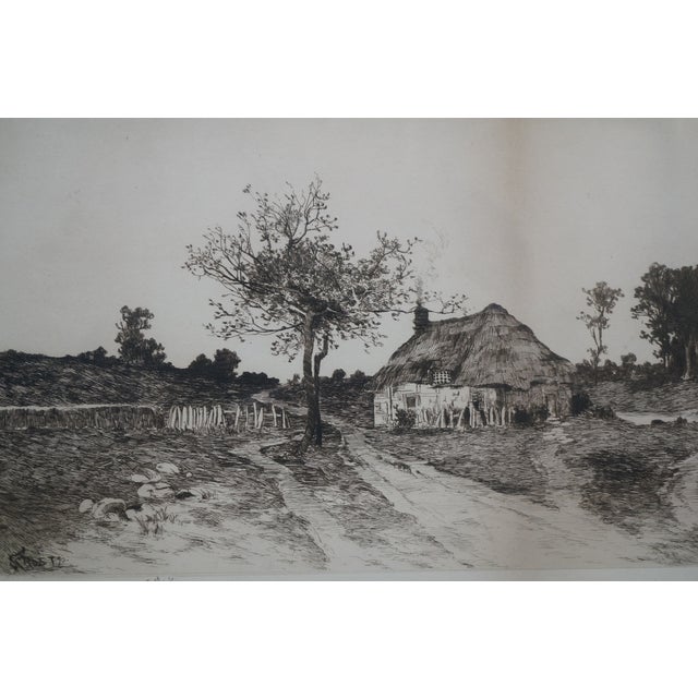 Antique Ernest C Rost Country Farmhouse Panoramic Landscape Etching 31" For Sale - Image 9 of 13